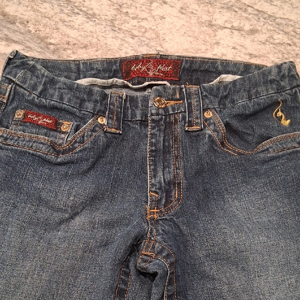 Baby Phat Blue Denim Jeans with Distressed Finish